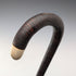 Antique British bone decorated curved handle leather wrapped iron shaft walking stick 89cm